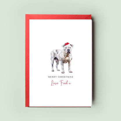 American Bulldog Personalised Dog Christmas Card, For the Dog, From the Dog, Pet Christmas Card, Dog Card, Dog Dad, Dog Mum, Merry Woofmas