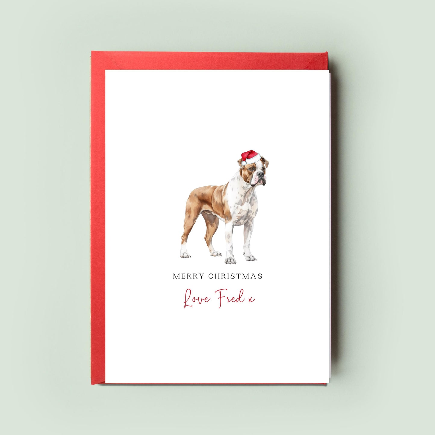 American Bulldog Personalised Dog Christmas Card, For the Dog, From the Dog, Pet Christmas Card, Dog Card, Dog Dad, Dog Mum, Merry Woofmas