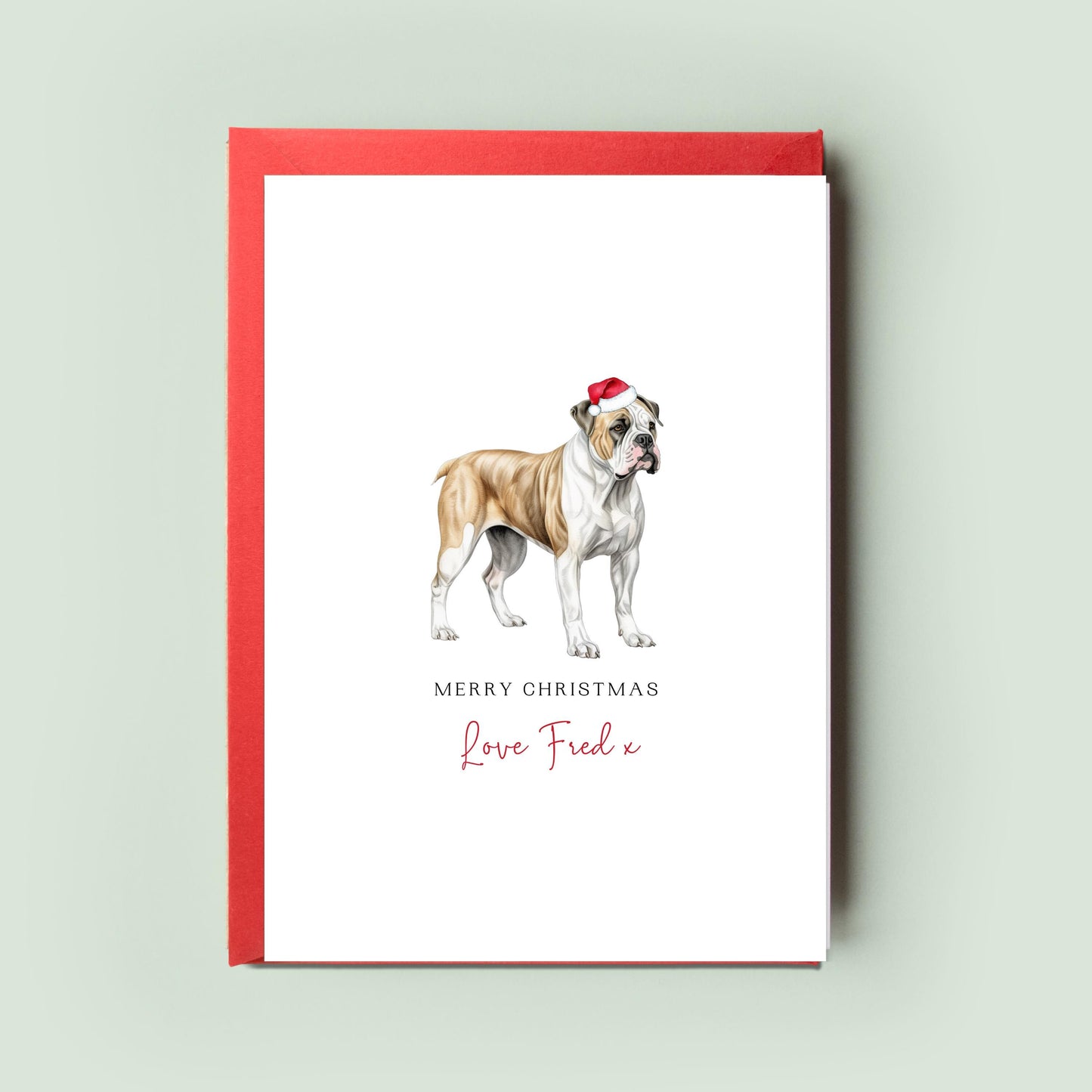 American Bulldog Personalised Dog Christmas Card, For the Dog, From the Dog, Pet Christmas Card, Dog Card, Dog Dad, Dog Mum, Merry Woofmas