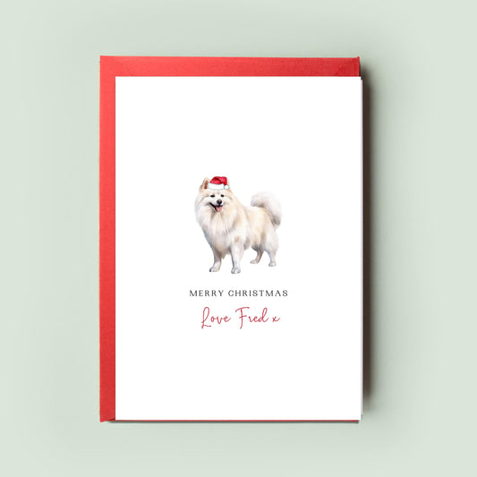 American Eskimo Personalised Dog Christmas Card, For the Dog, From the Dog, Pet Christmas Card, Card, Dog Dad, Dog Mum, Card, Merry Woofmas