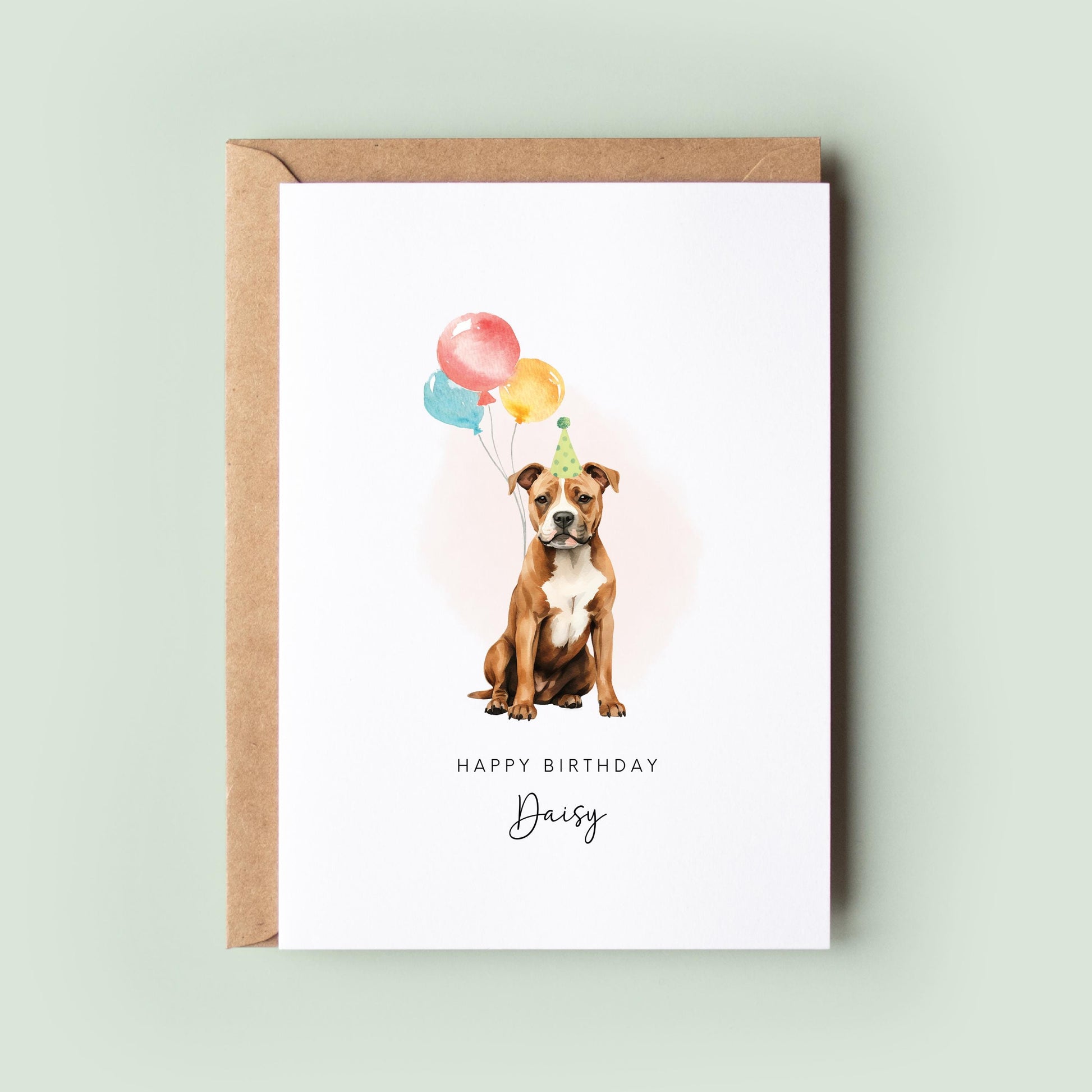 American Staffordshire Terrier Birthday Card from the Dog, Birthday Card for Dog Dad, Birthday Card for Dog Mum, Pet Card, Card From the Dog