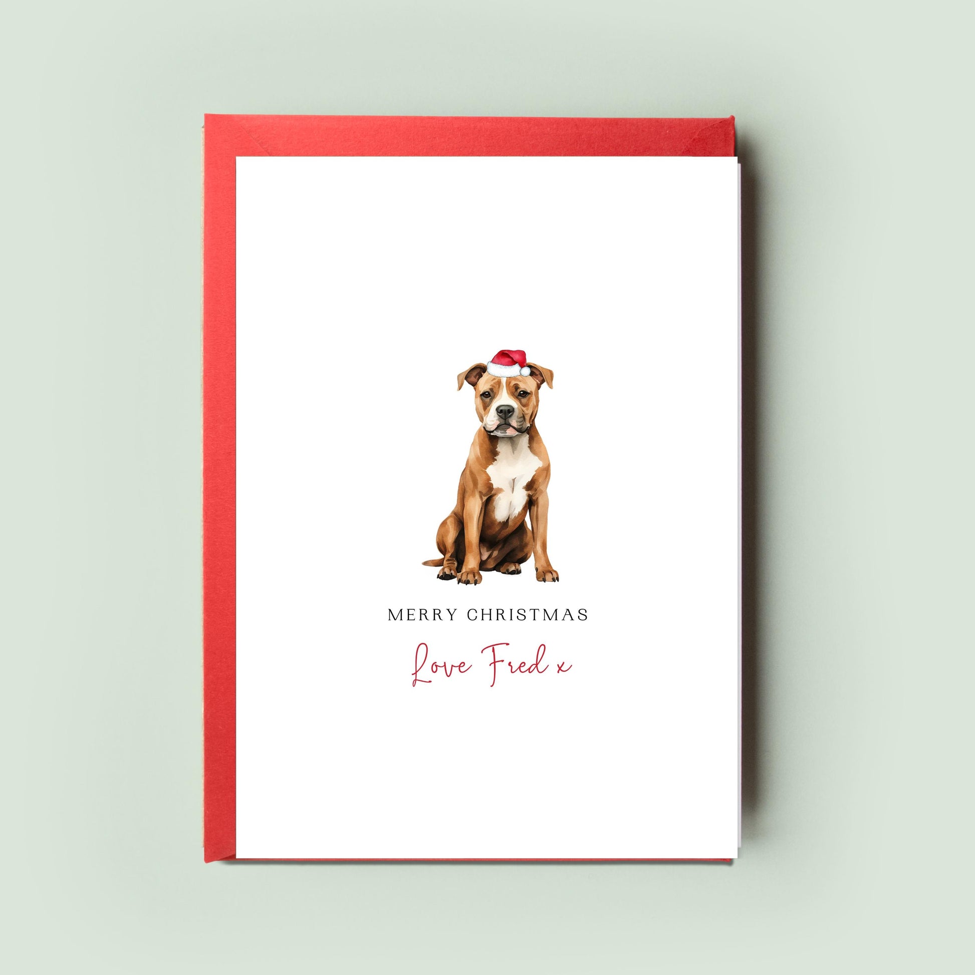 American Staffordshire Terrier Christmas Card - Personalised Card from the Dog, For Dog Dad, Dog Mum - Perfect Christmas Card for Pet Lovers