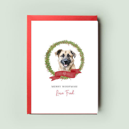 Anatolian Shepherd Personalised Dog Christmas Card, For the Dog, From the Dog, Pet Christmas Card, Dog Card, Dog Dad, Dog Mum, Merry Woofmas