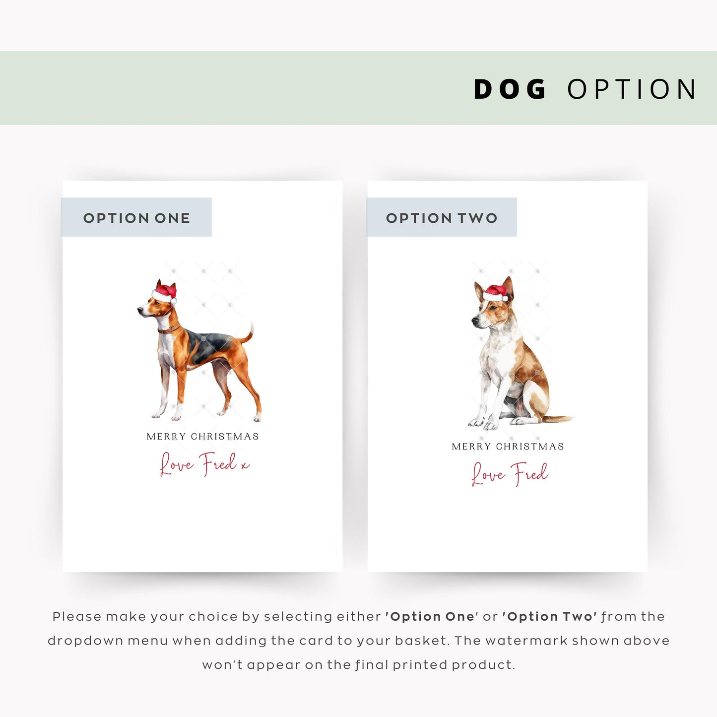 Basenji Personalised Dog Christmas Card, For the Dog, From the Dog, Pet Christmas Card, Dog Card, Dog Dad, Dog Mum, Pet Card, Merry Woofmas