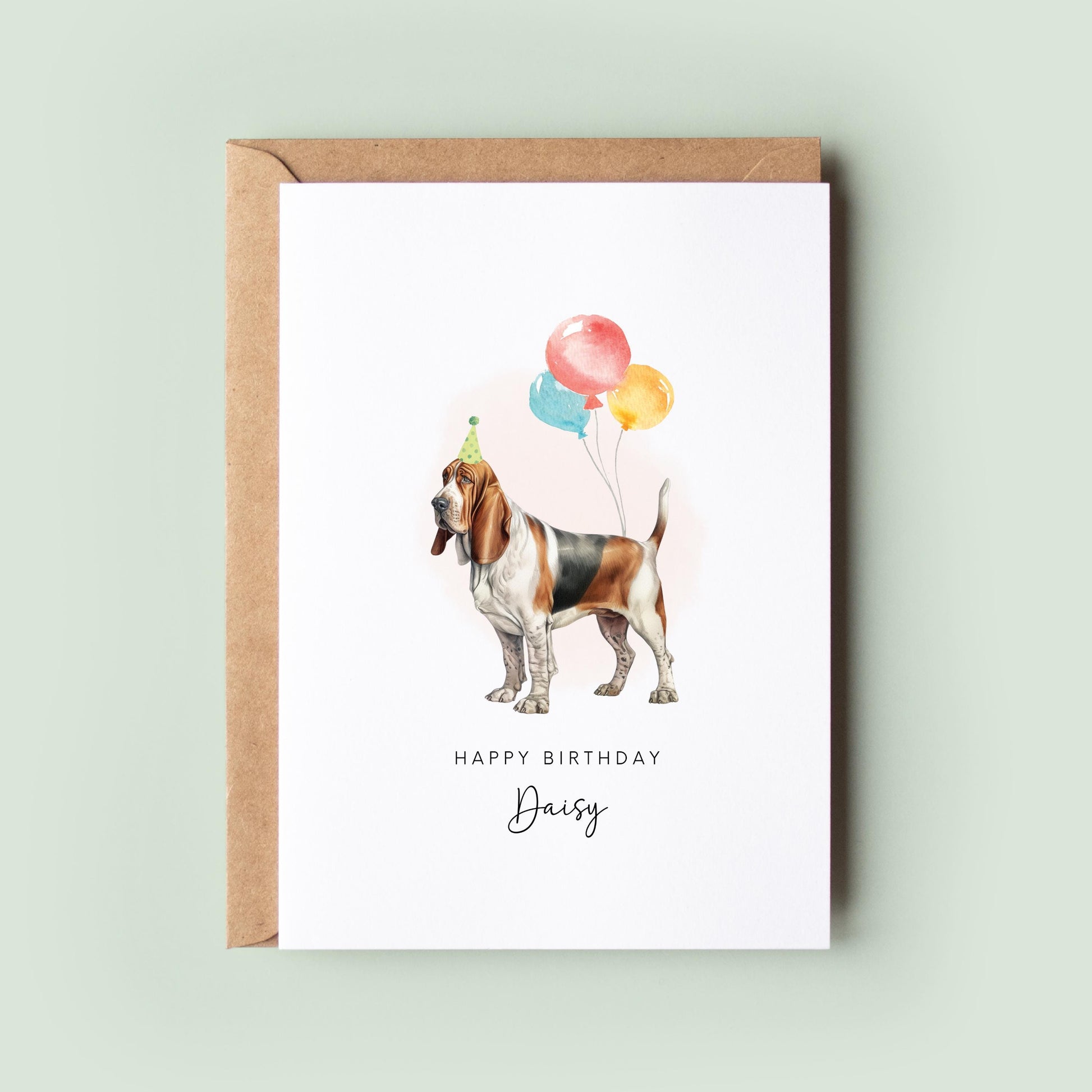 Basset Hound Pet Dog Birthday Card for Dog Dad, Dog Mum