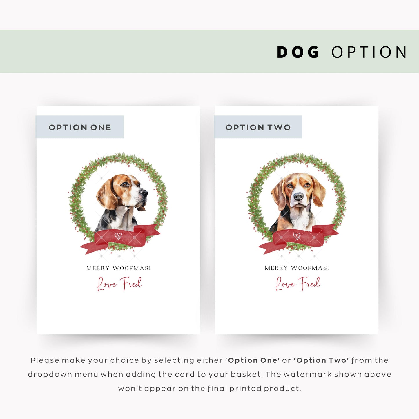 Beagle Personalised Dog Christmas Card, For the Dog, From the Dog, Pet Christmas Card, Dog Card, Dog Dad, Dog Mum, Merry Woofmas