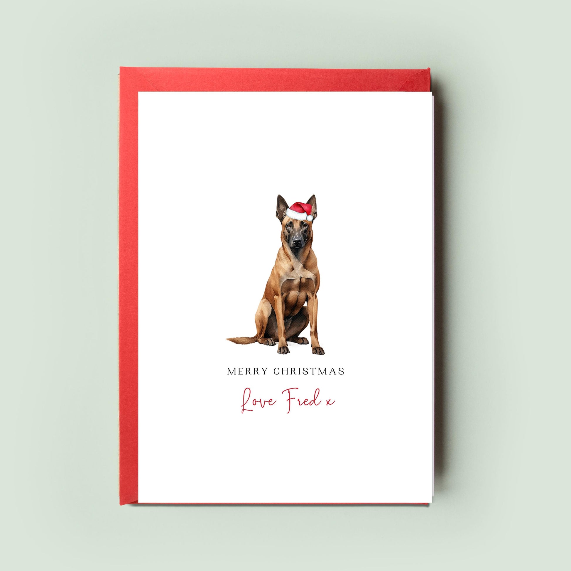 Belgian Malinois Personalised Christmas Card, Perfect Pet Card From the Dog, Unforgettable Christmas Card for Dog Dad, Dog Mum