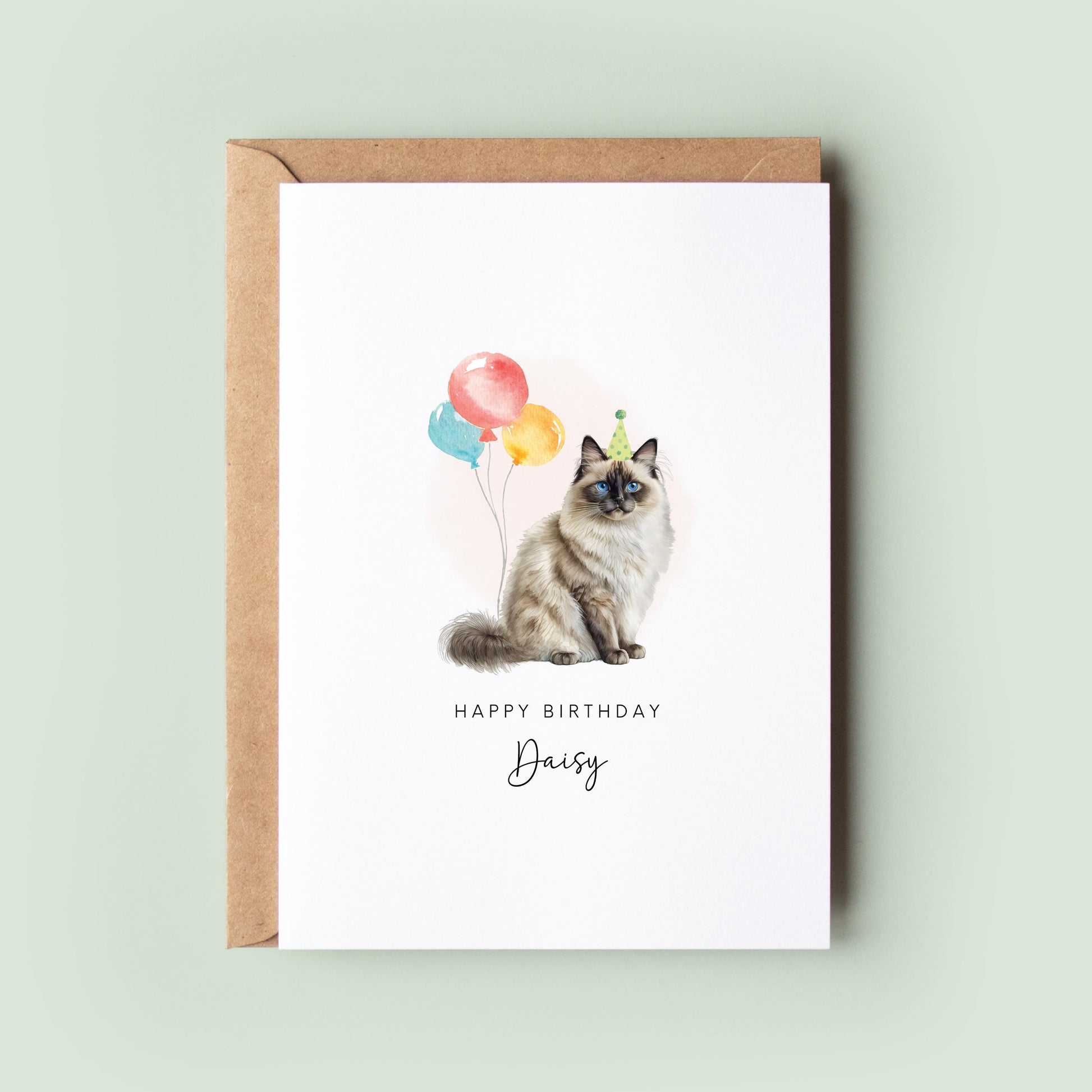 Birman Cat Birthday Card from the Cat, Birthday Card for Cat Dad, Birthday Card for Cat Mum, Pet Card, Card From the Cat