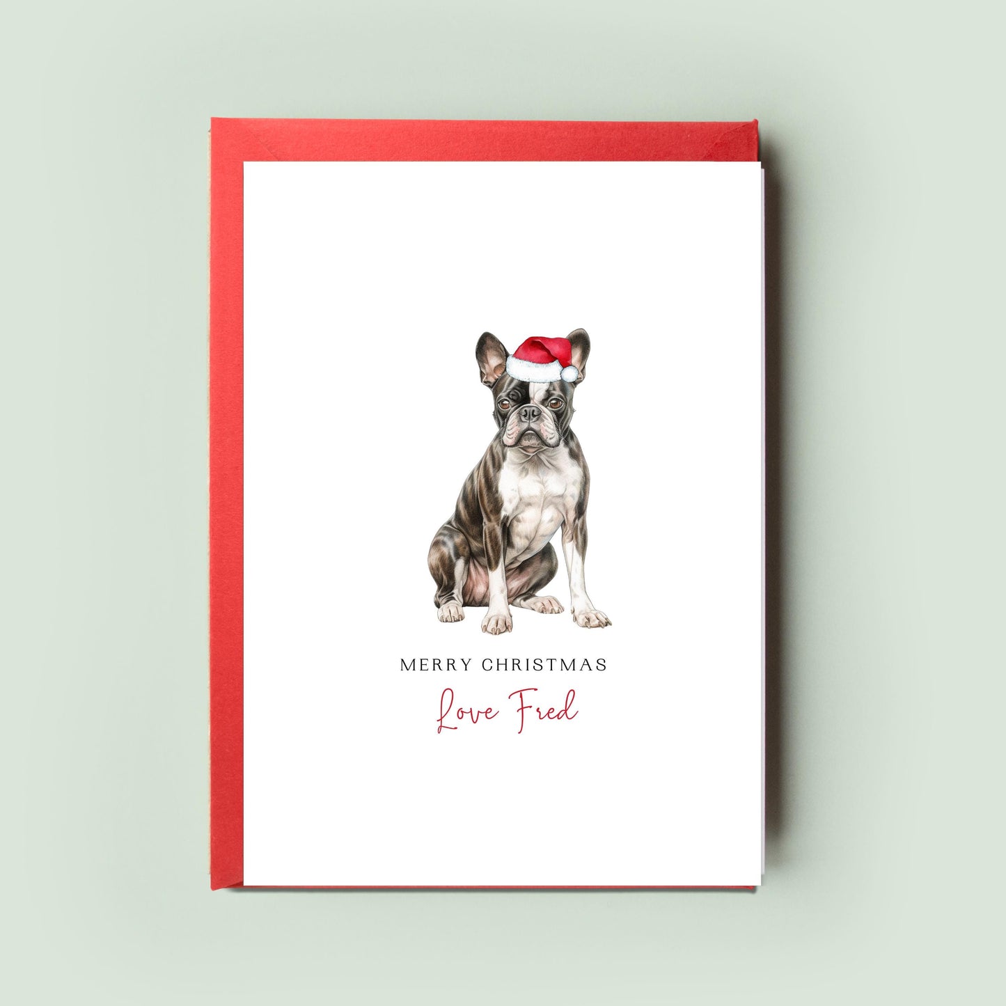 Boston Terrier Christmas Card - From the Dog with Love - Special Christmas Card for Dog Mum & Dad - Festive Pet Card, Perfect Holiday Season