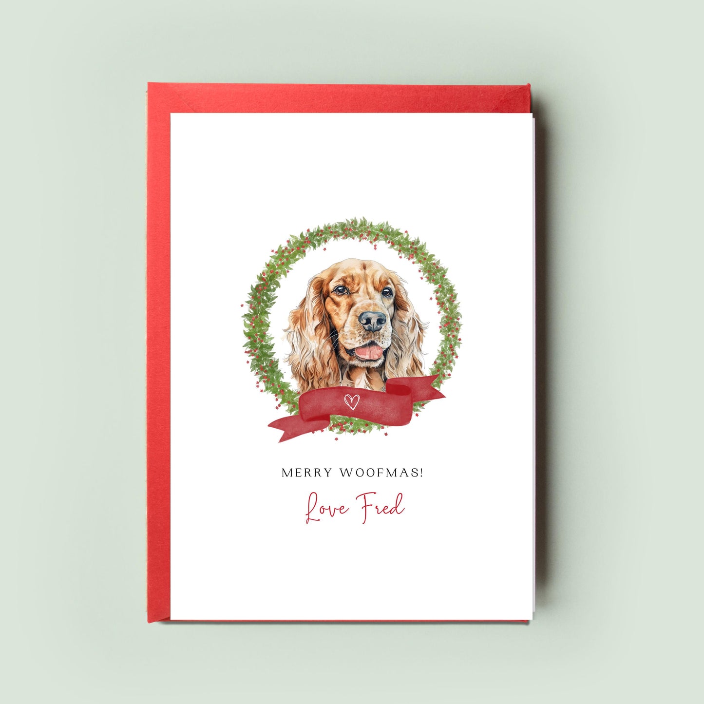 Cocker Spaniel Christmas Card - Personalised Card for Dog Mum/Dog Dad, From the Dog, Special Pet Card, Holiday Greeting Cards, Family