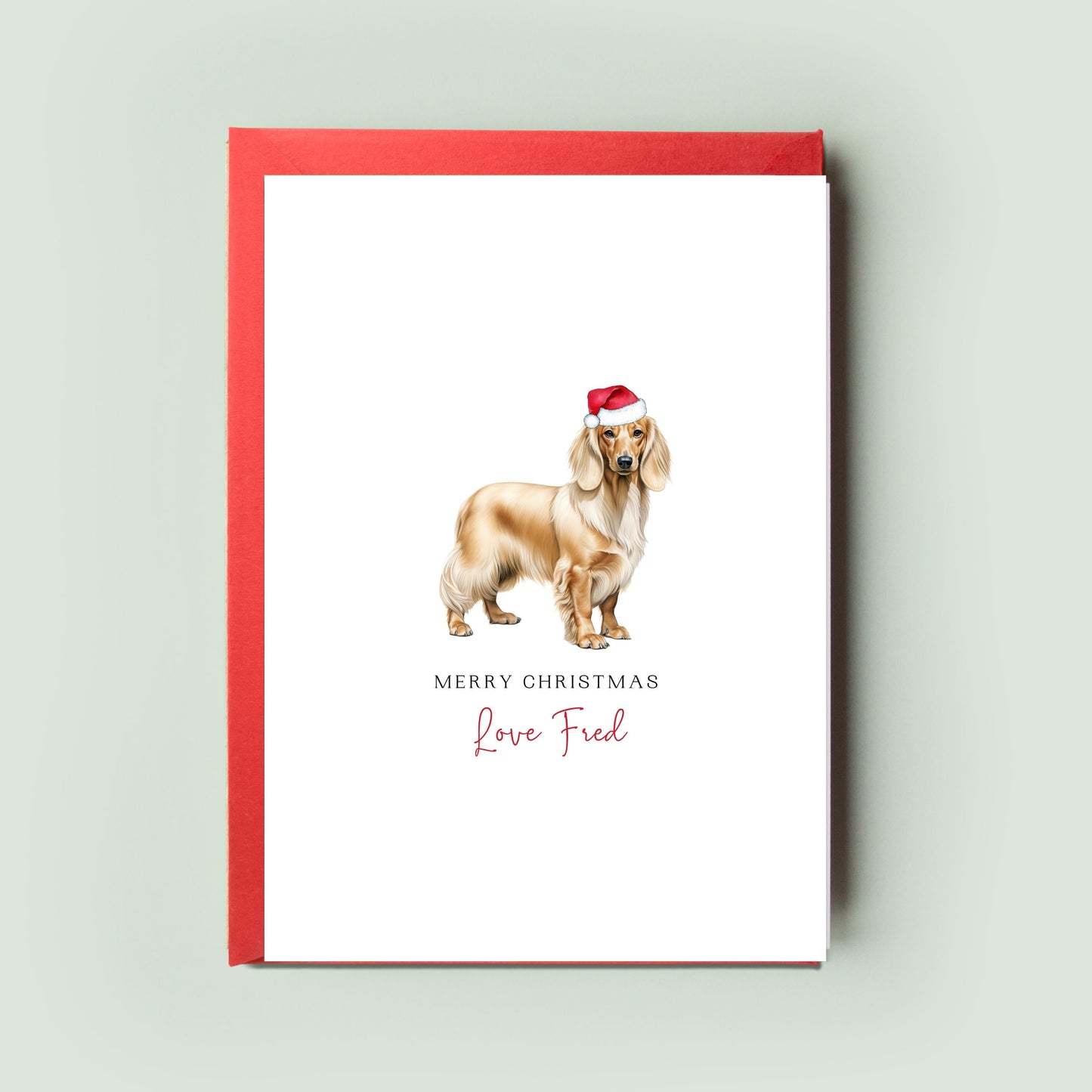 Dachshund Christmas Card from the Dog, Unique Card for Dog Dad & Dog Mum, Personalised Holiday Greeting Card, Love from the Dog