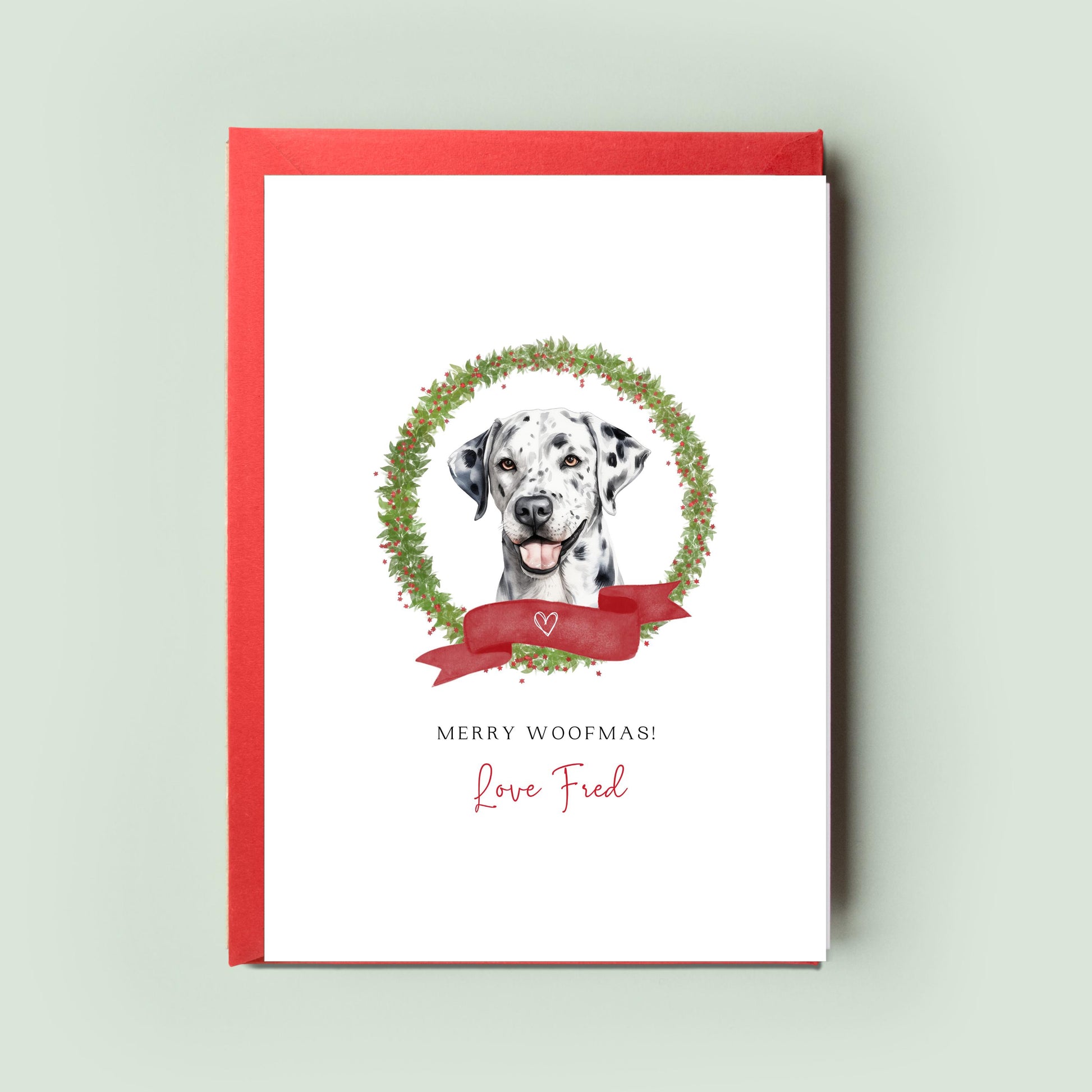 Dalmatian Personalised Dog Christmas Card, For the Dog, From the Dog, Pet Christmas Card, Dog Card, Dog Dad, Dog Mum, Merry Woofmas