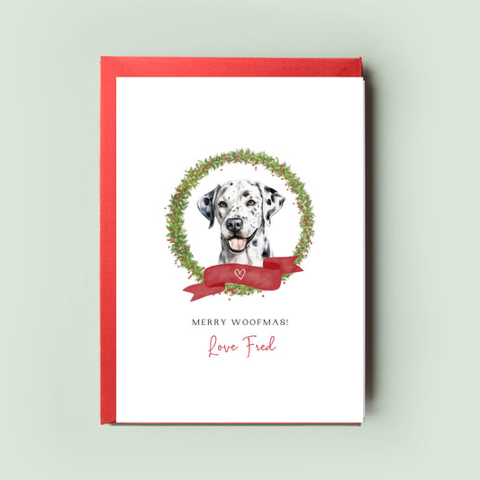 Dalmatian Personalised Dog Christmas Card, For the Dog, From the Dog, Pet Christmas Card, Dog Card, Dog Dad, Dog Mum, Merry Woofmas