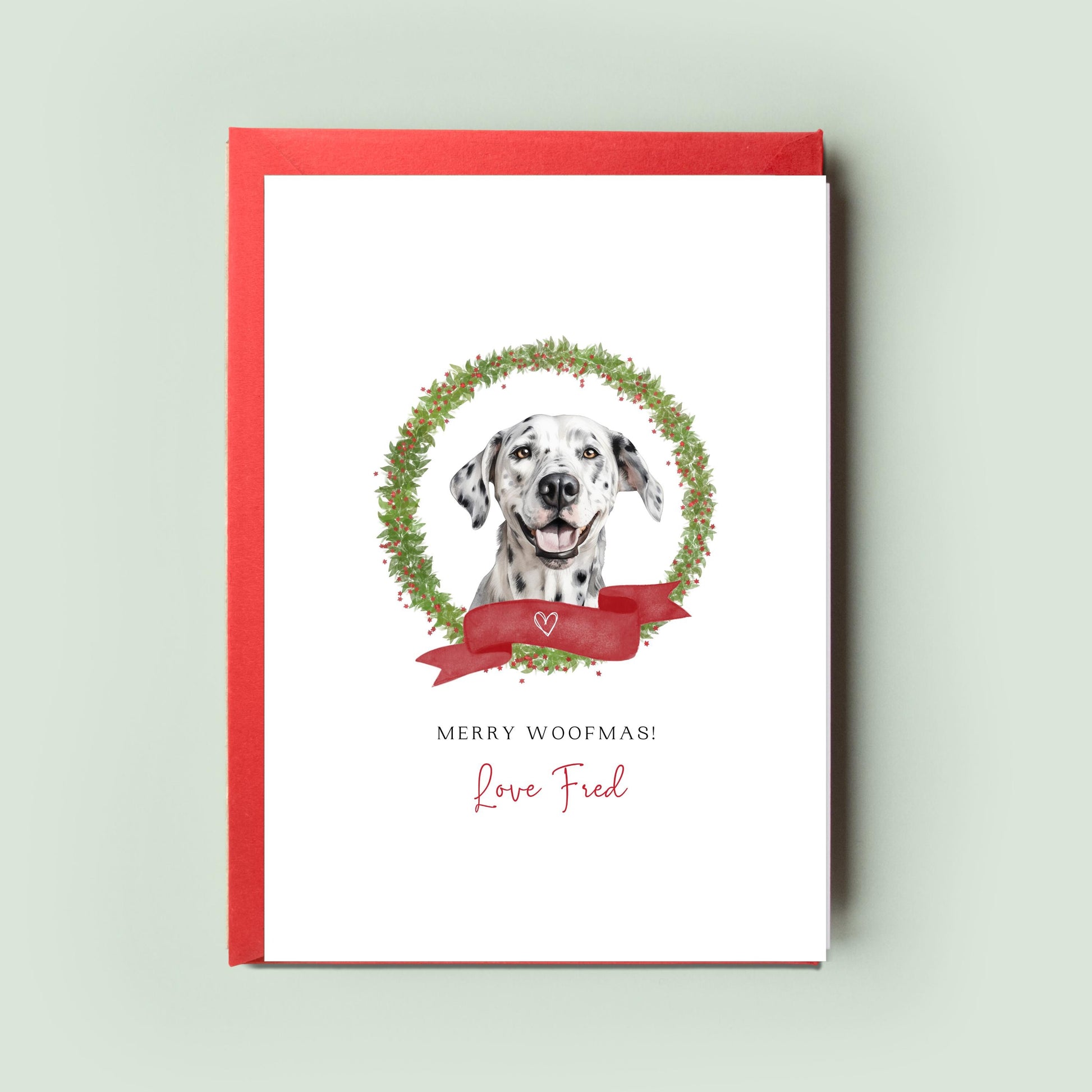 Dalmatian Personalised Dog Christmas Card, For the Dog, From the Dog, Pet Christmas Card, Dog Card, Dog Dad, Dog Mum, Merry Woofmas