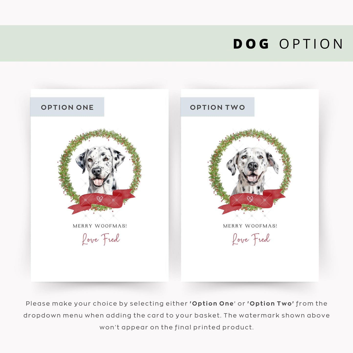 Dalmatian Personalised Dog Christmas Card, For the Dog, From the Dog, Pet Christmas Card, Dog Card, Dog Dad, Dog Mum, Merry Woofmas