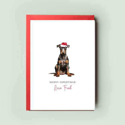 Doberman Christmas Card, Heartfelt Message from the Dog, Perfect for Dog Dad & Mum, Expressive Pet Card, Love and Joy From Your Loyal Friend