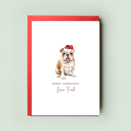 English Bulldog Christmas Card from the Dog - For Dog Dad & Mum, Heartfelt Pet Card, Holiday Greetings, Love From Your Bulldog, Xmas Card