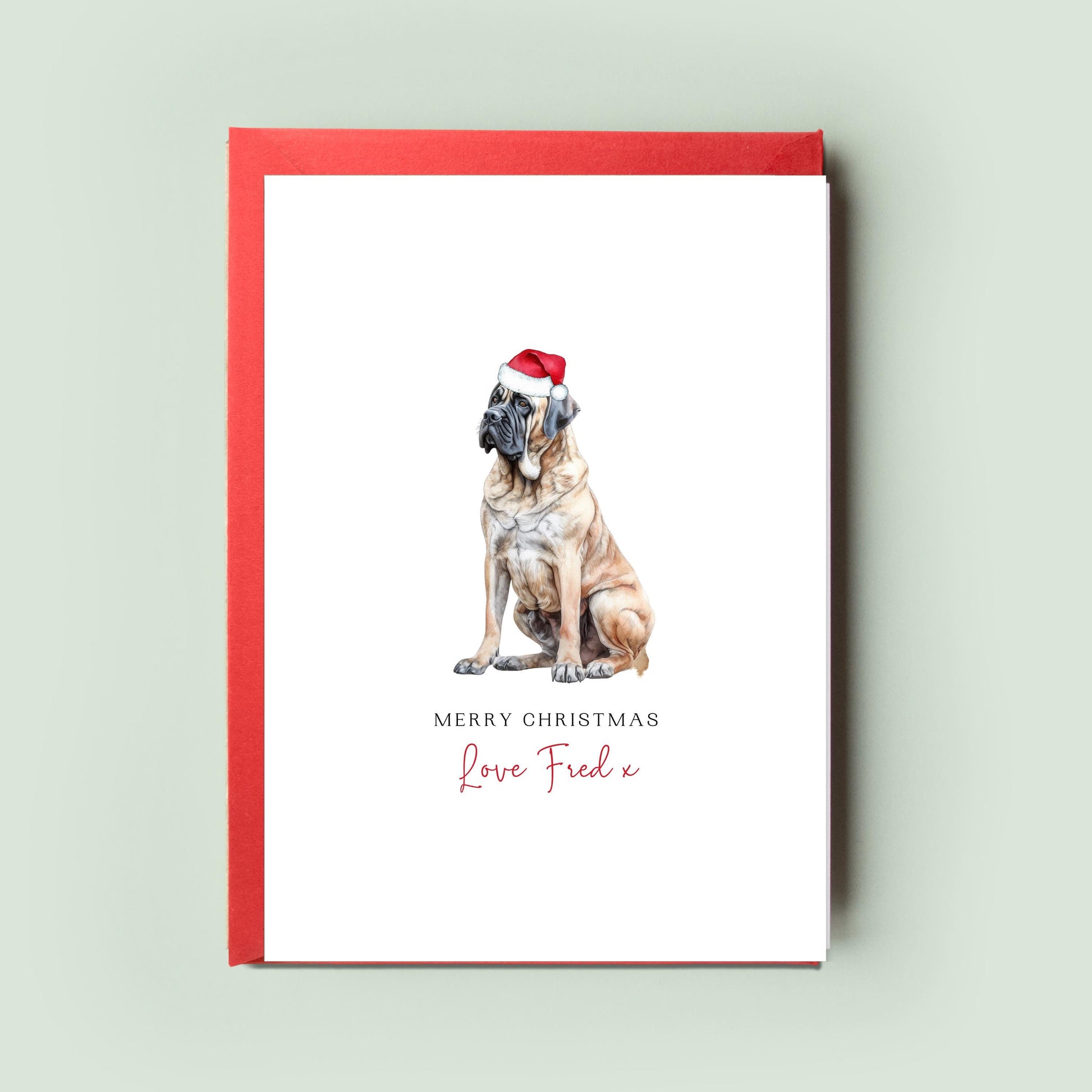 English Mastiff Personalised Dog Christmas Card, For the Dog, From the Dog, Pet Christmas Card, Dog Card, Dog Dad, Dog Mum, Merry Woofmas