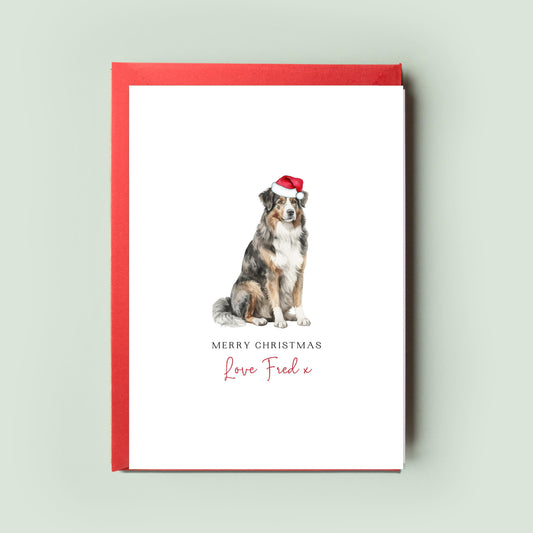 English Shepherd Personalised Dog Christmas Card, For the Dog, From the Dog, Pet Christmas Card, Dog Card, Dog Dad, Dog Mum, Merry Woofmas