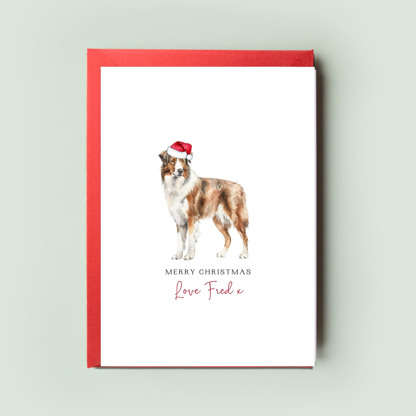 English Shepherd Personalised Dog Christmas Card, For the Dog, From the Dog, Pet Christmas Card, Dog Card, Dog Dad, Dog Mum, Merry Woofmas