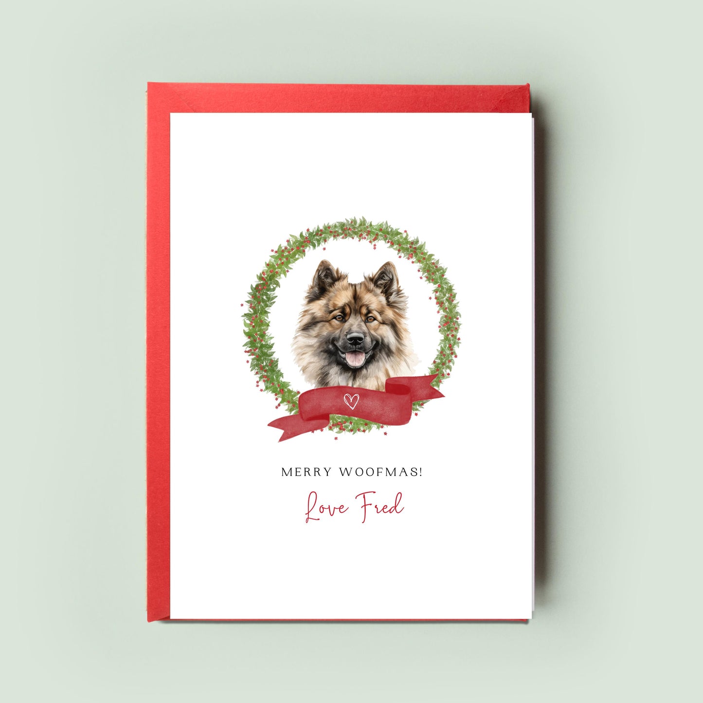 Eurasier Personalised Dog Christmas Card, For the Dog, From the Dog, Pet Christmas Card, Dog Card, Dog Dad, Dog Mum, Pet Card, Merry Woofmas