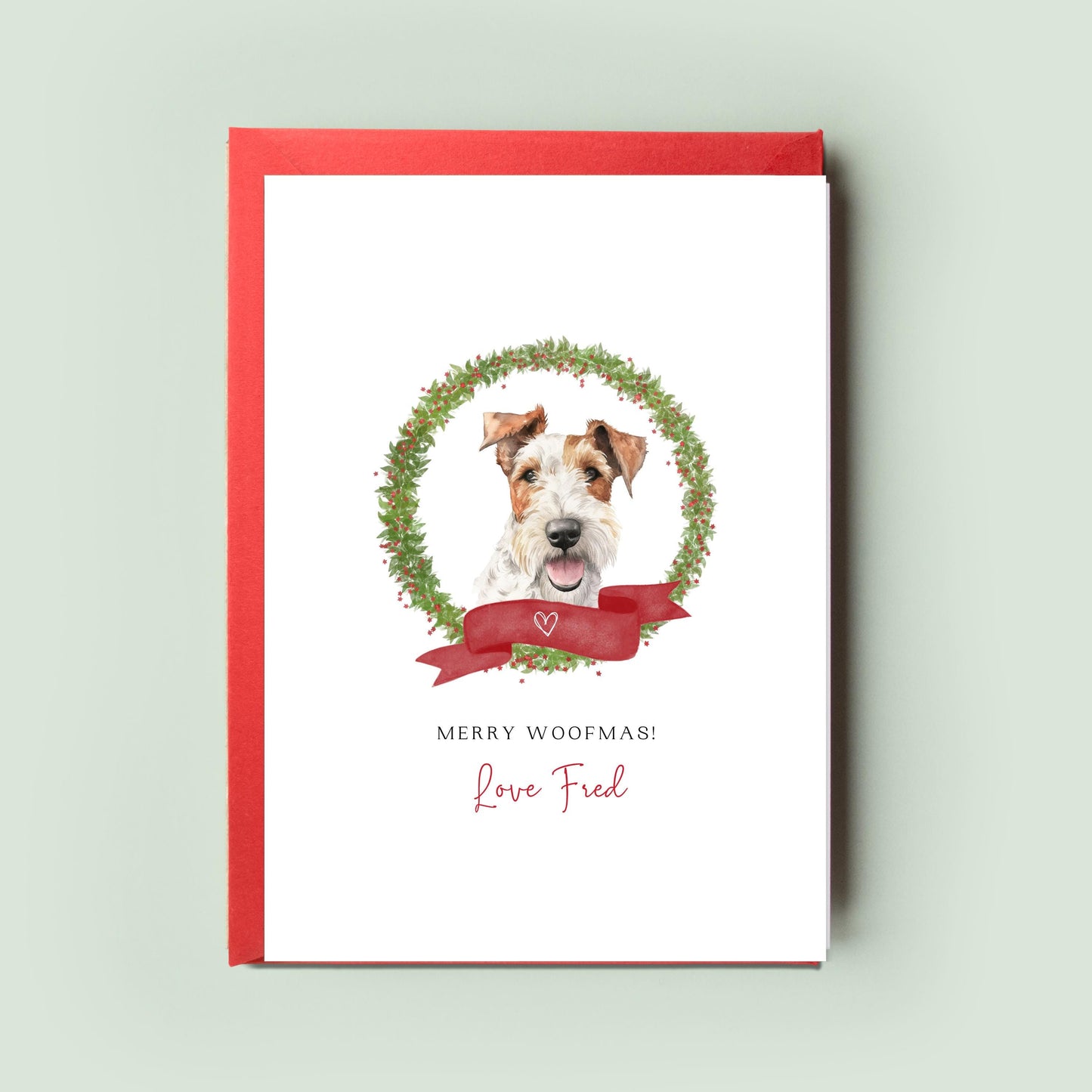 Fox Terrier Dog Christmas Card from the Dog, Christmas Card for Dog Dad, Christmas Card for Dog Mum, Pet Card, From the Dog, To The Dog