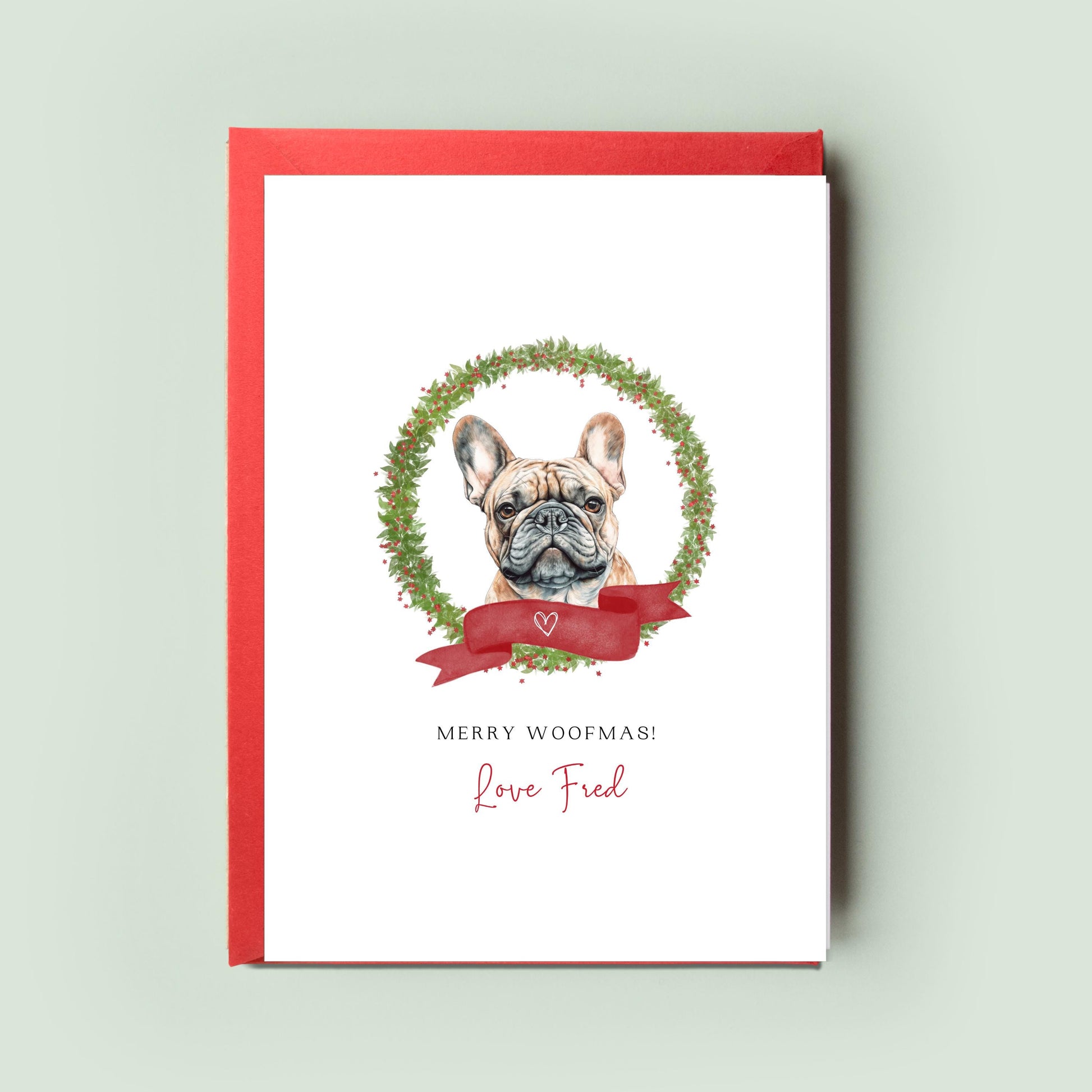 Frenchie French Bulldog Personalised Dog Christmas Card