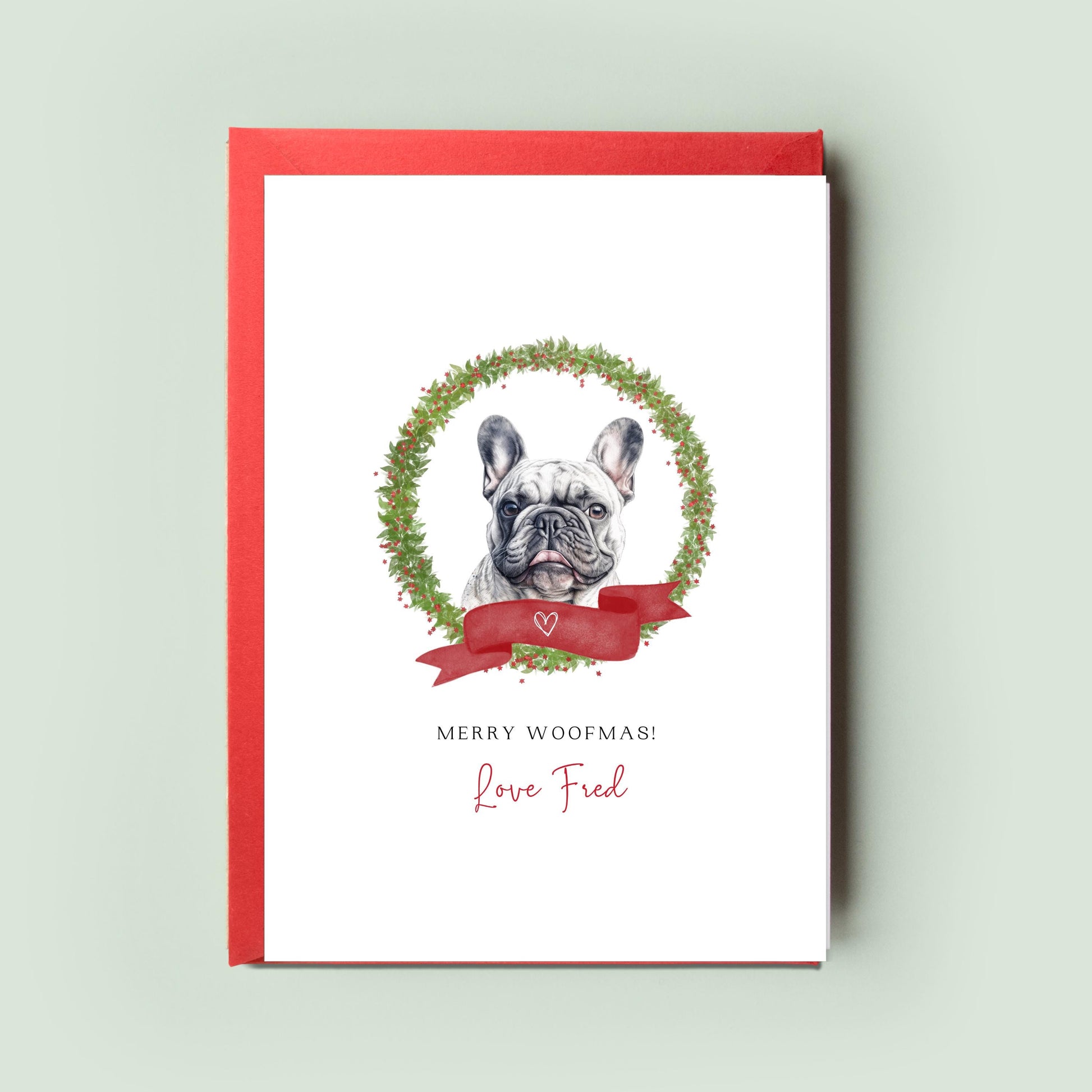 Frenchie French Bulldog Personalised Dog Christmas Card