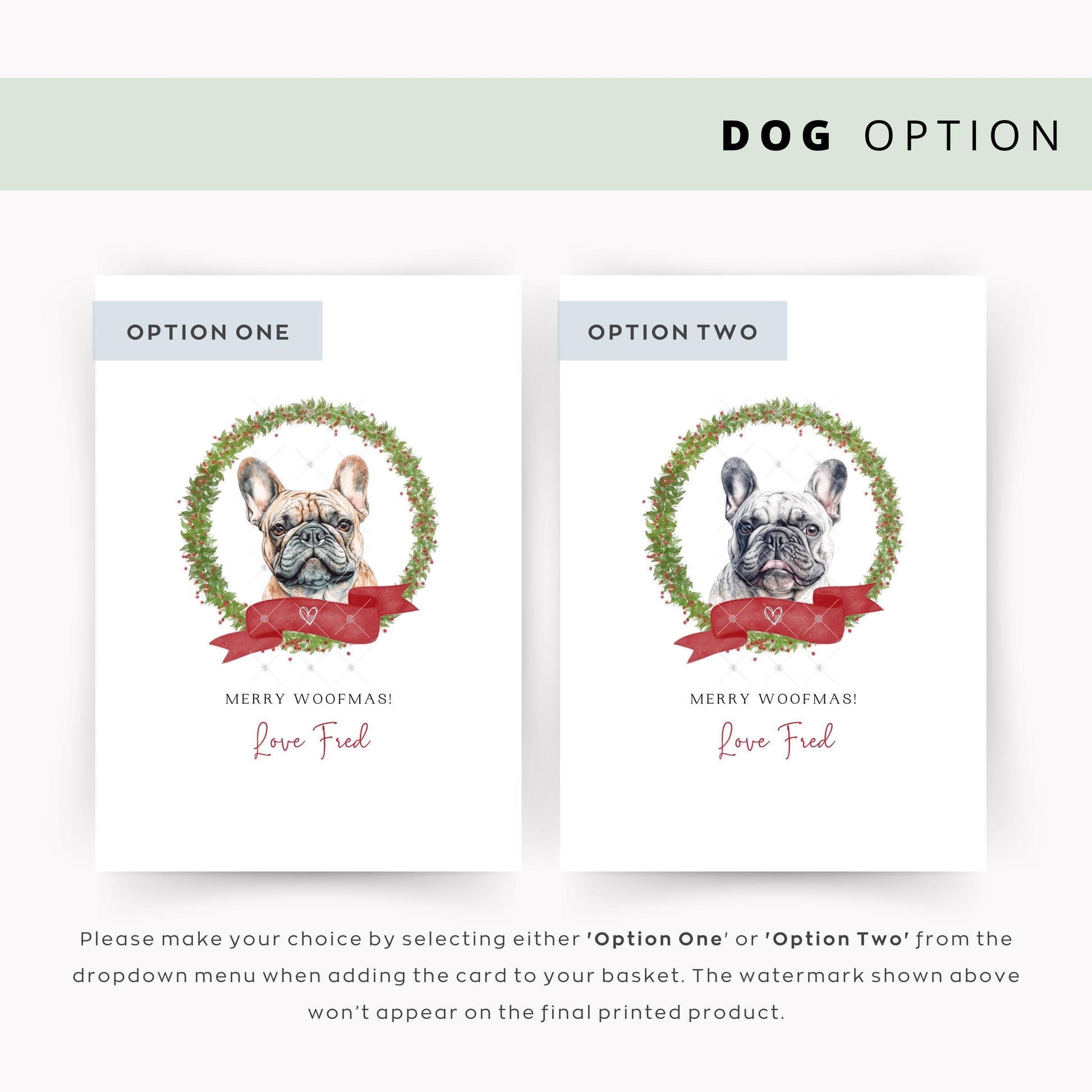 Frenchie French Bulldog Personalised Dog Christmas Card