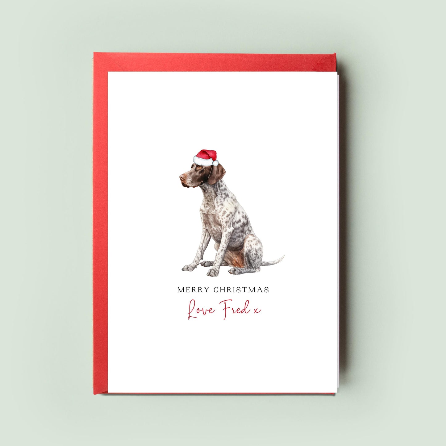 German Pointer Personalised Dog Christmas Card, For the Dog, From the Dog, Pet Christmas Card, Dog Card, Dog Dad, Dog Mum, Merry Woofmas