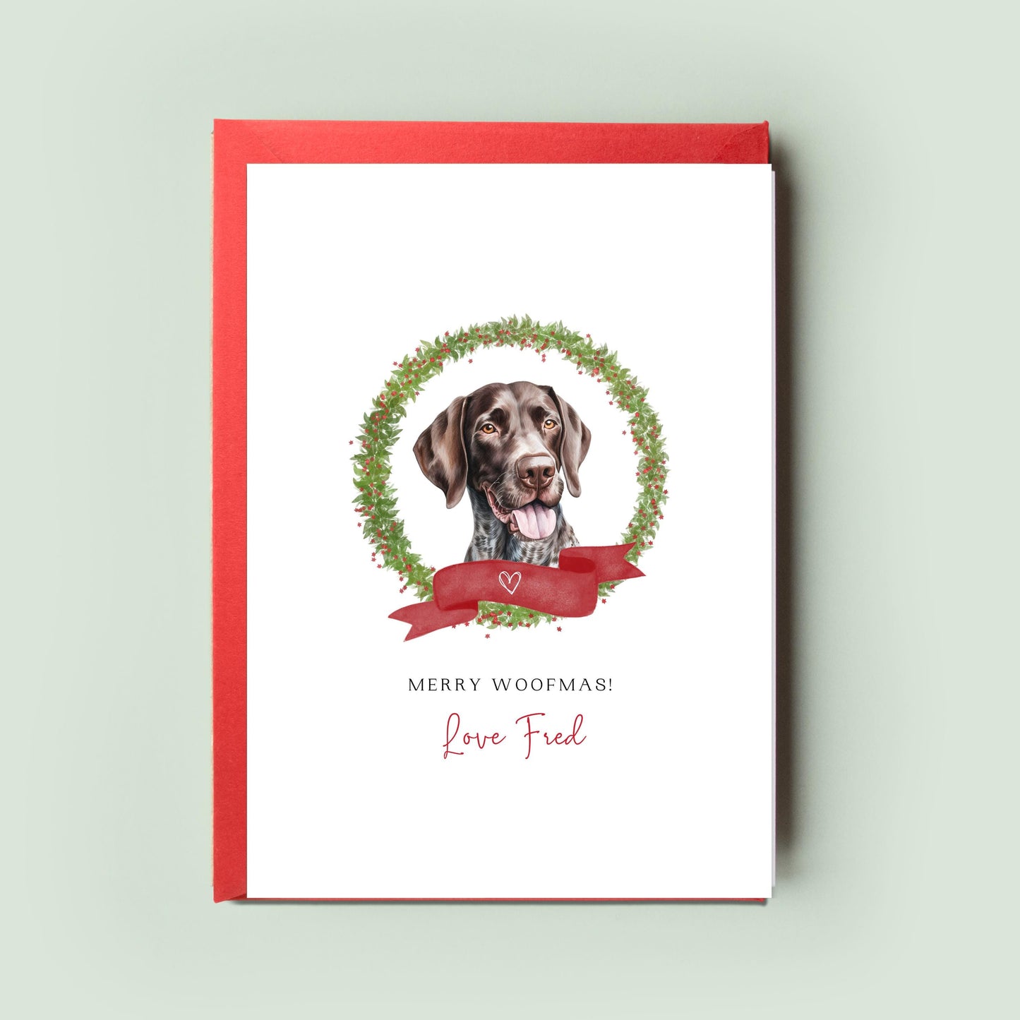 German Pointer Personalised Dog Christmas Card, For the Dog, From the Dog, Pet Christmas Card, Dog Card, Dog Dad, Dog Mum, Merry Woofmas