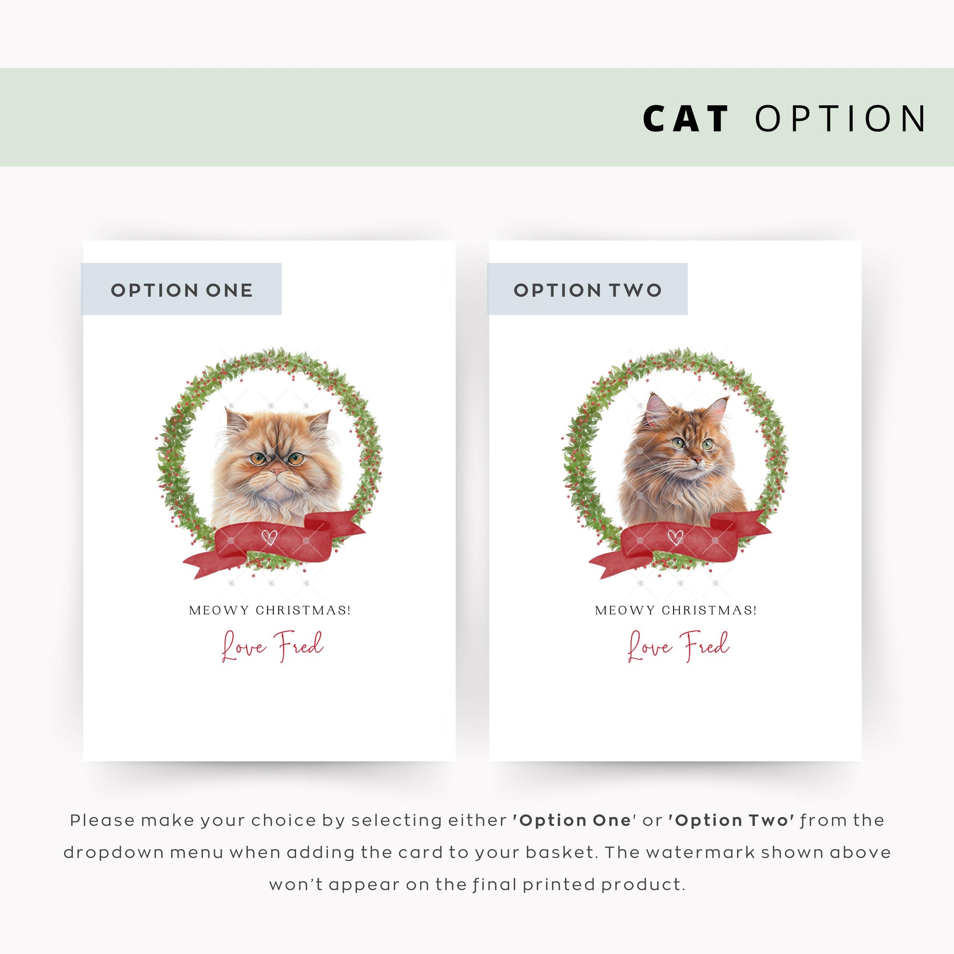 Ginger Pet Cat Illustration Christmas Card