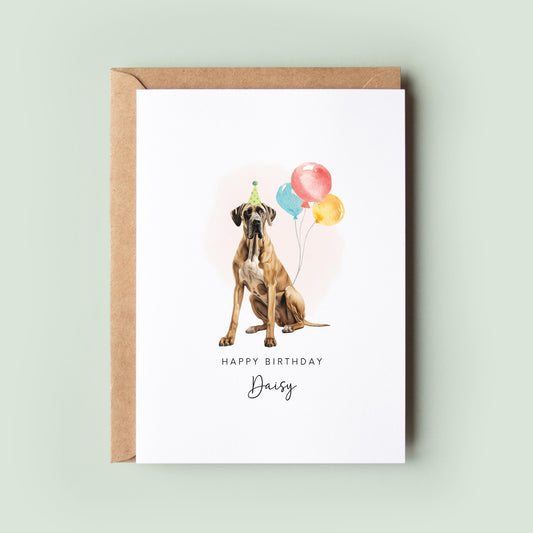 Great Dane Dog Birthday Card from the Pet Dog for Dog Dad or Dog Mum