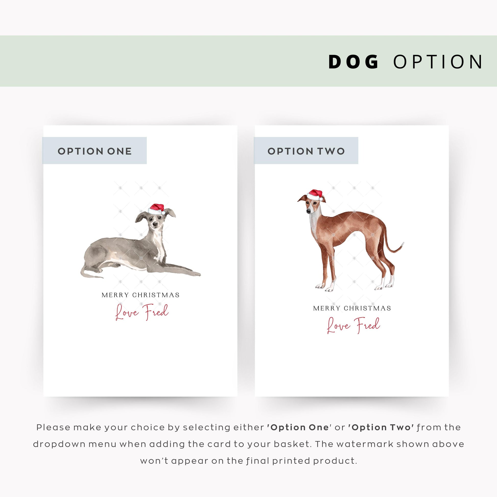 Greyhound, Christmas Card from the Dog, Christmas Card for Dog Dad, Christmas Card for Dog Mum, From the Dog, Pet Christmas Cards #1035