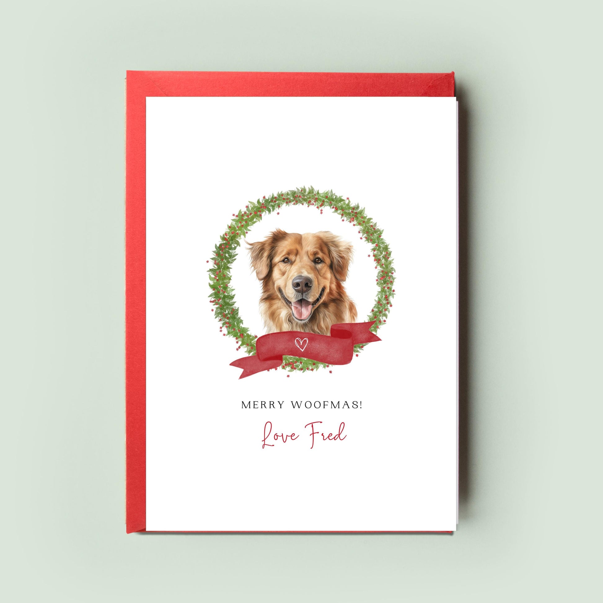 Hovawart Dog Christmas Card - From the Dog to Dog Dad & Mum, Unique Festive Pet Card, Show Your Love this Season