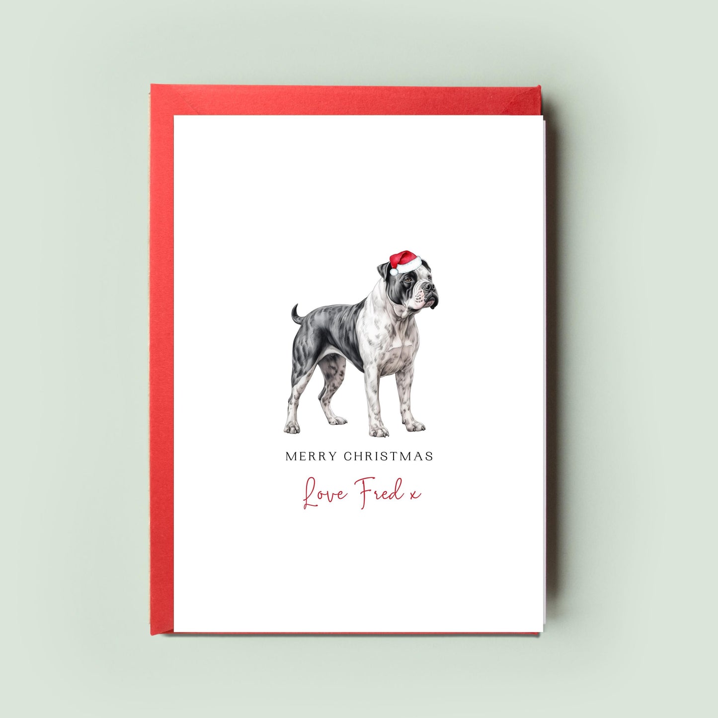 American Bulldog Personalised Dog Christmas Card, For the Dog, From the Dog, Pet Christmas Card, Dog Card, Dog Dad, Dog Mum, Merry Woofmas