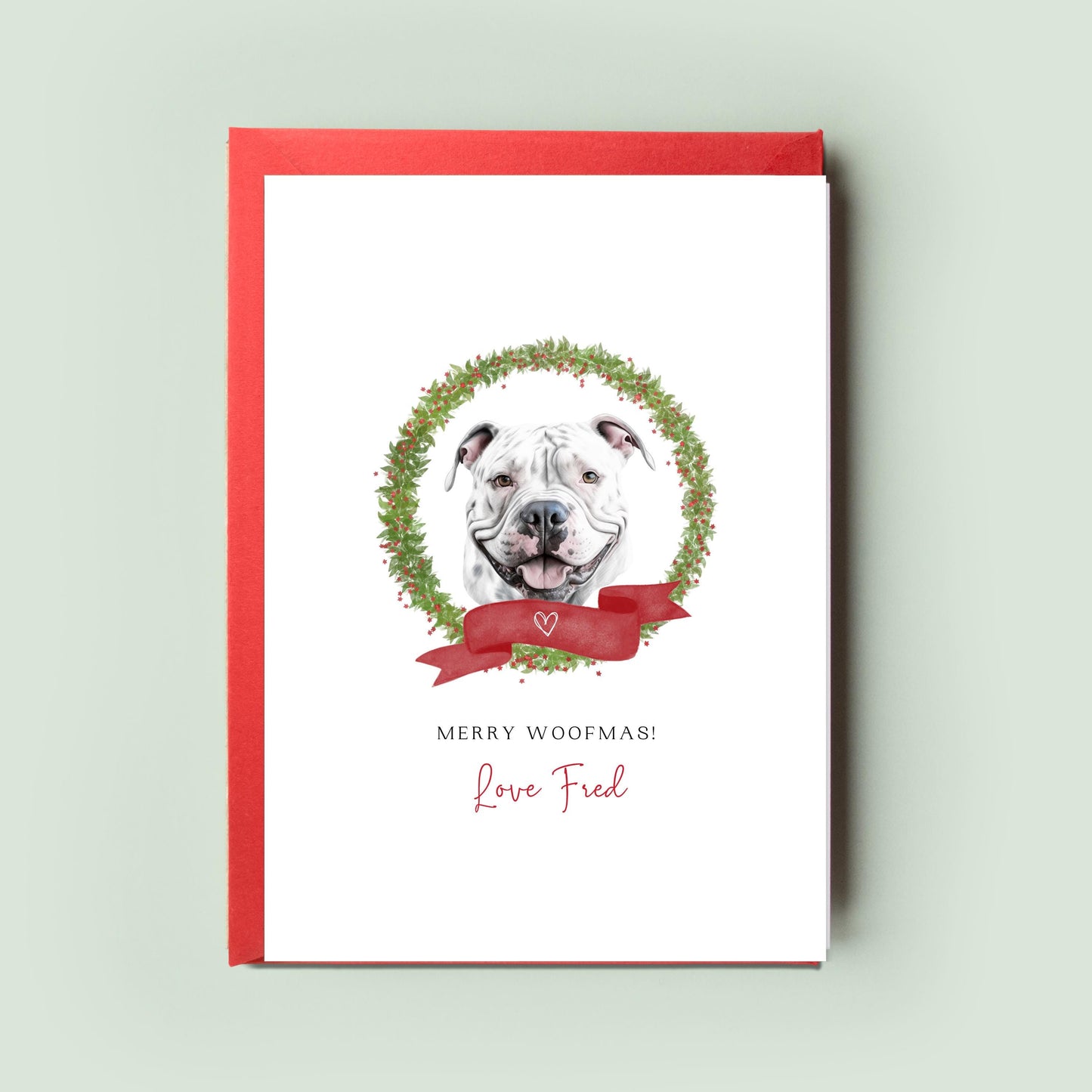 American Bulldog Personalised Dog Christmas Card, For the Dog, From the Dog, Pet Christmas Card, Dog Card, Dog Dad, Dog Mum, Merry Woofmas