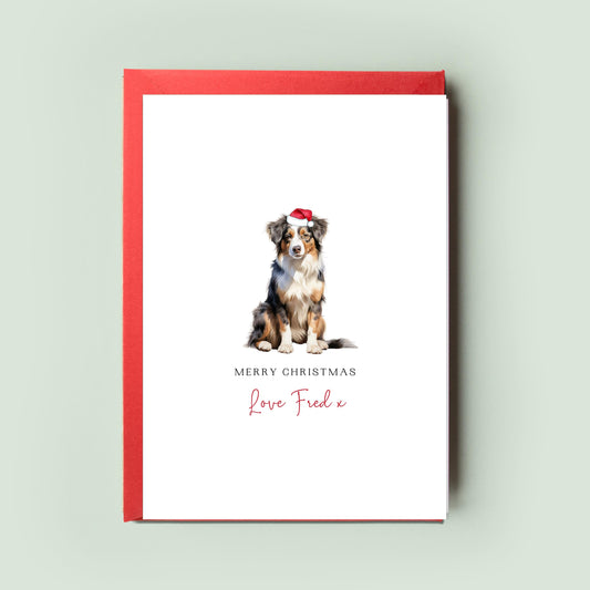 American Shepherd Personalised Dog Christmas Card, For the Dog, From the Dog, Pet Christmas Card, Dog Card, Dog Dad, Dog Mum, Merry Woofmas