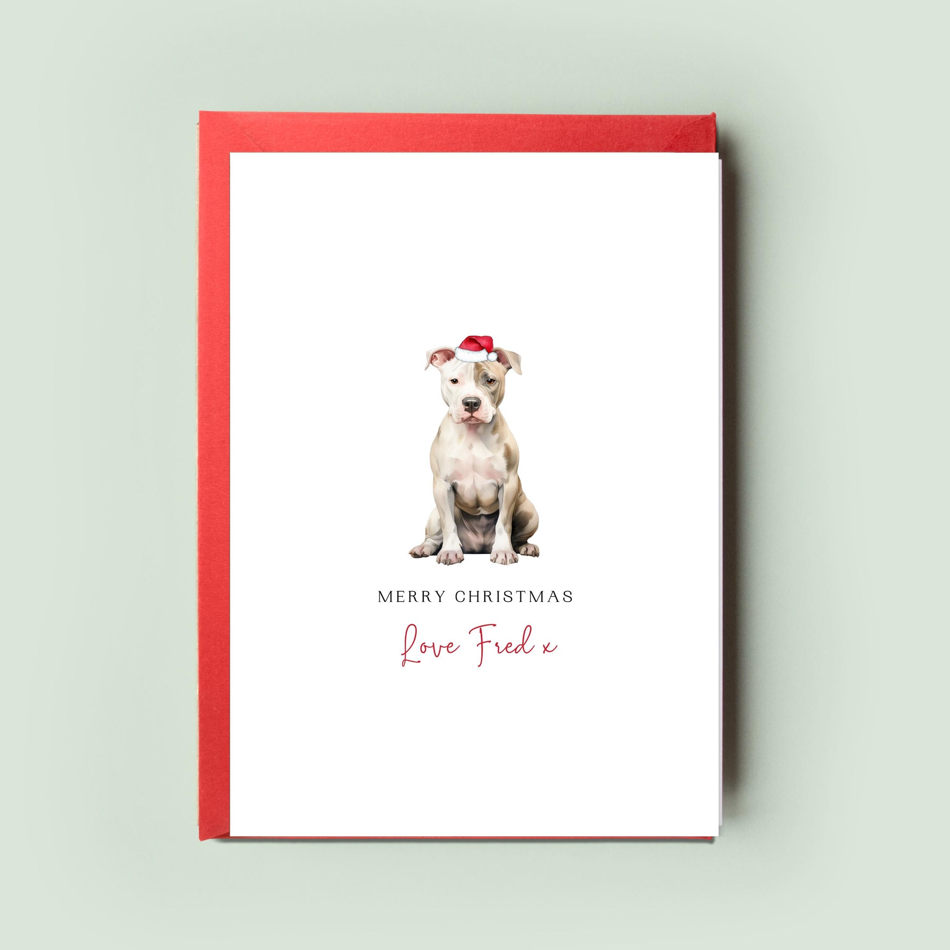 American Staffordshire Terrier Christmas Card - Personalised Card from the Dog, For Dog Dad, Dog Mum - Perfect Christmas Card for Pet Lovers