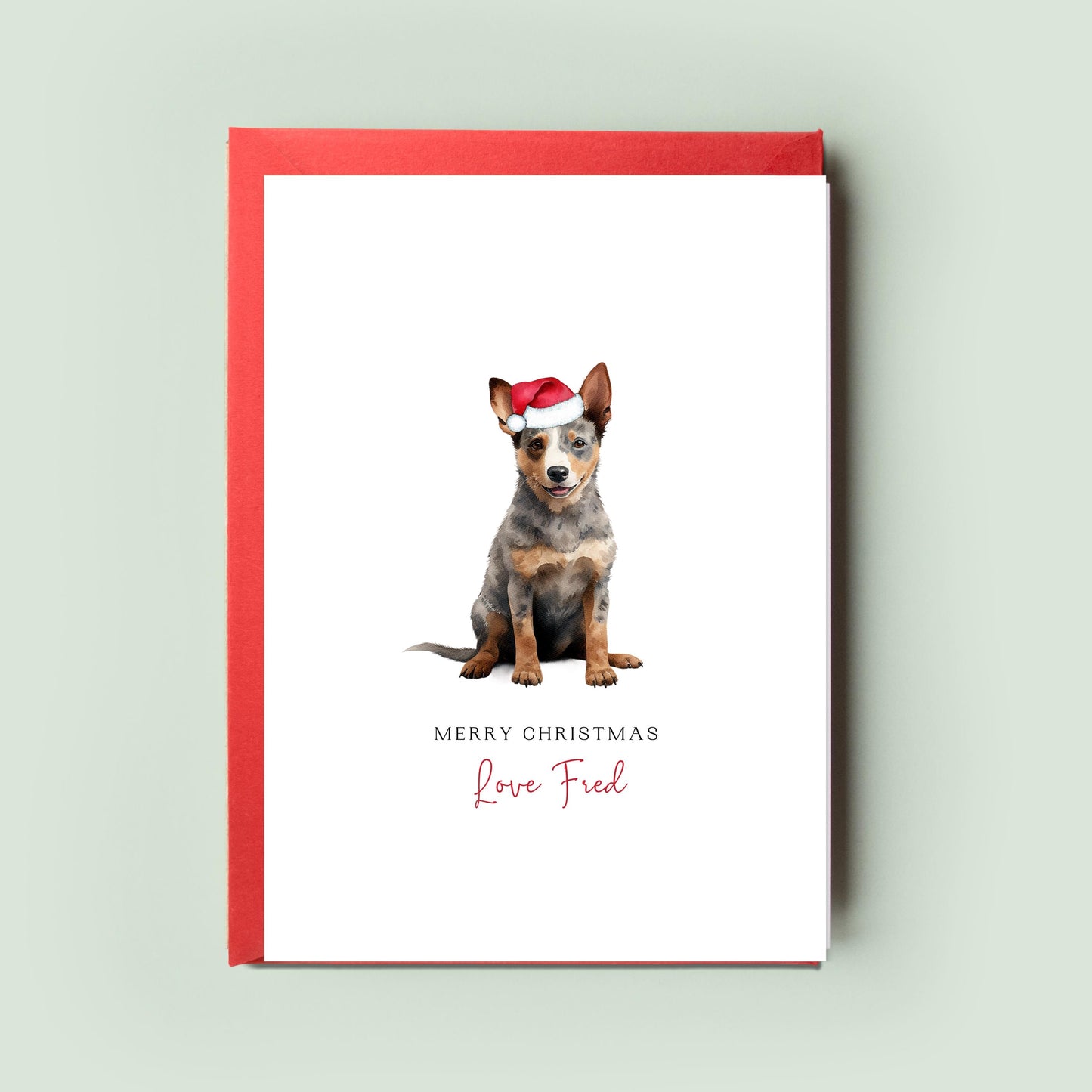 Australian Cattle Dog Christmas Card – Personalised Pet Card from the Dog, Ideal Christmas Card for Dog Dad, Dog Mum – Pet Festive Greeting