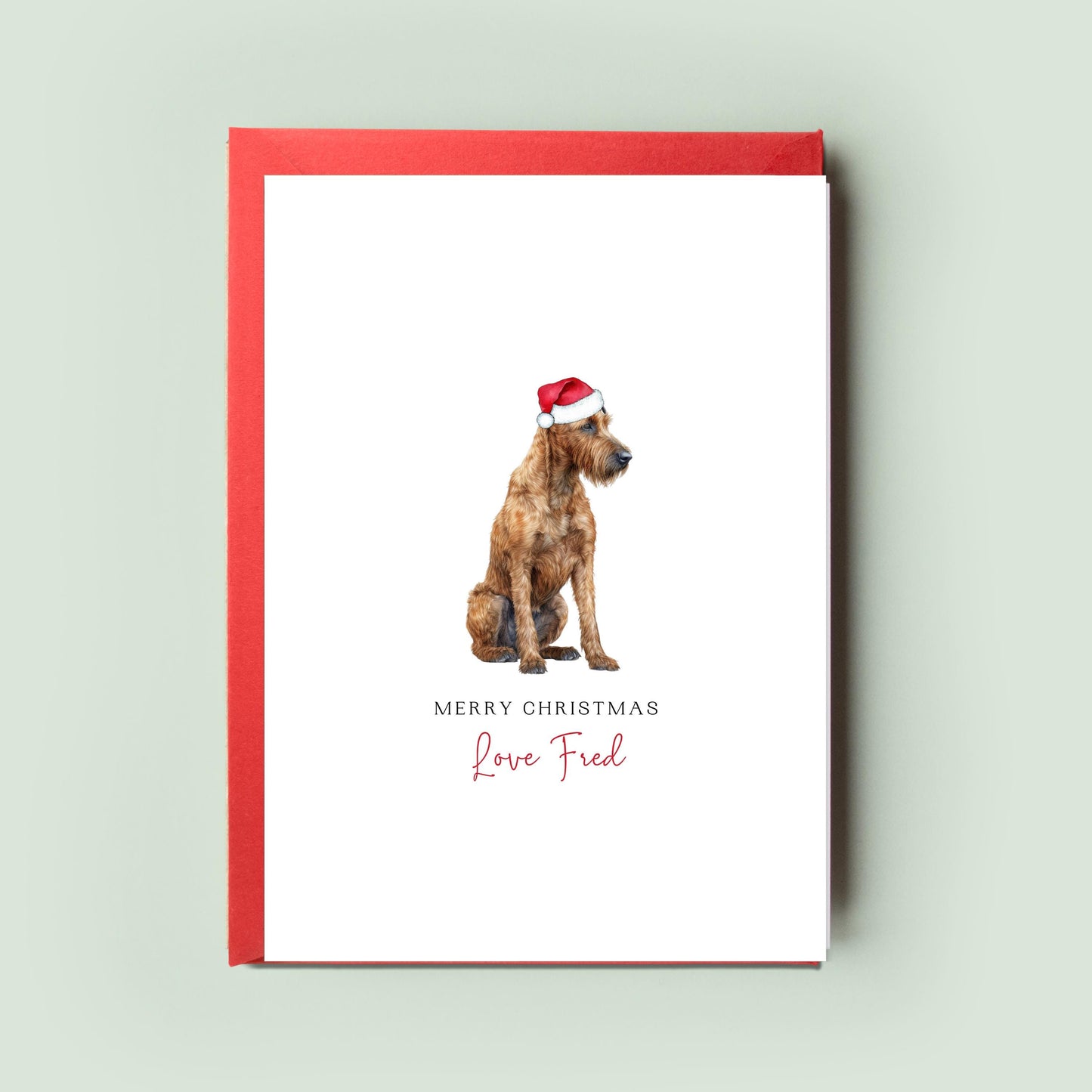 Irish Terrier Dog Personalised Dog Christmas Card, For the Dog, From the Dog, Pet Christmas Card, Dog Dad, Dog Mum, Card, Merry Woofmas