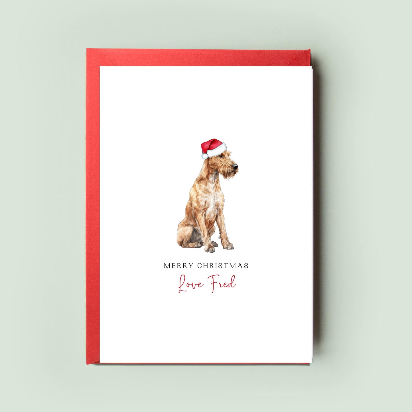 Irish Terrier Dog Personalised Dog Christmas Card, For the Dog, From the Dog, Pet Christmas Card, Dog Dad, Dog Mum, Card, Merry Woofmas