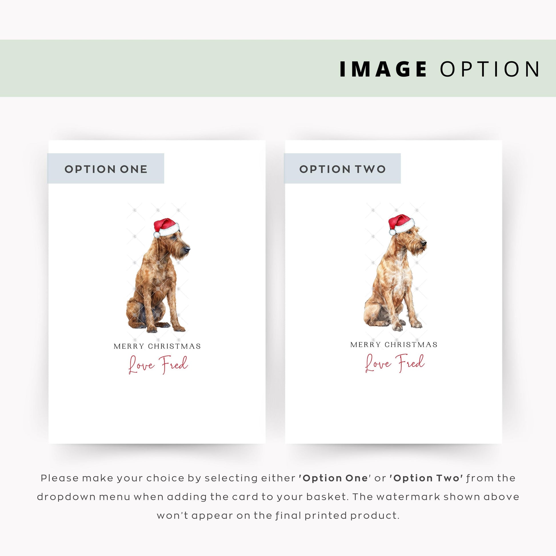 Irish Terrier Dog Personalised Dog Christmas Card, For the Dog, From the Dog, Pet Christmas Card, Dog Dad, Dog Mum, Card, Merry Woofmas