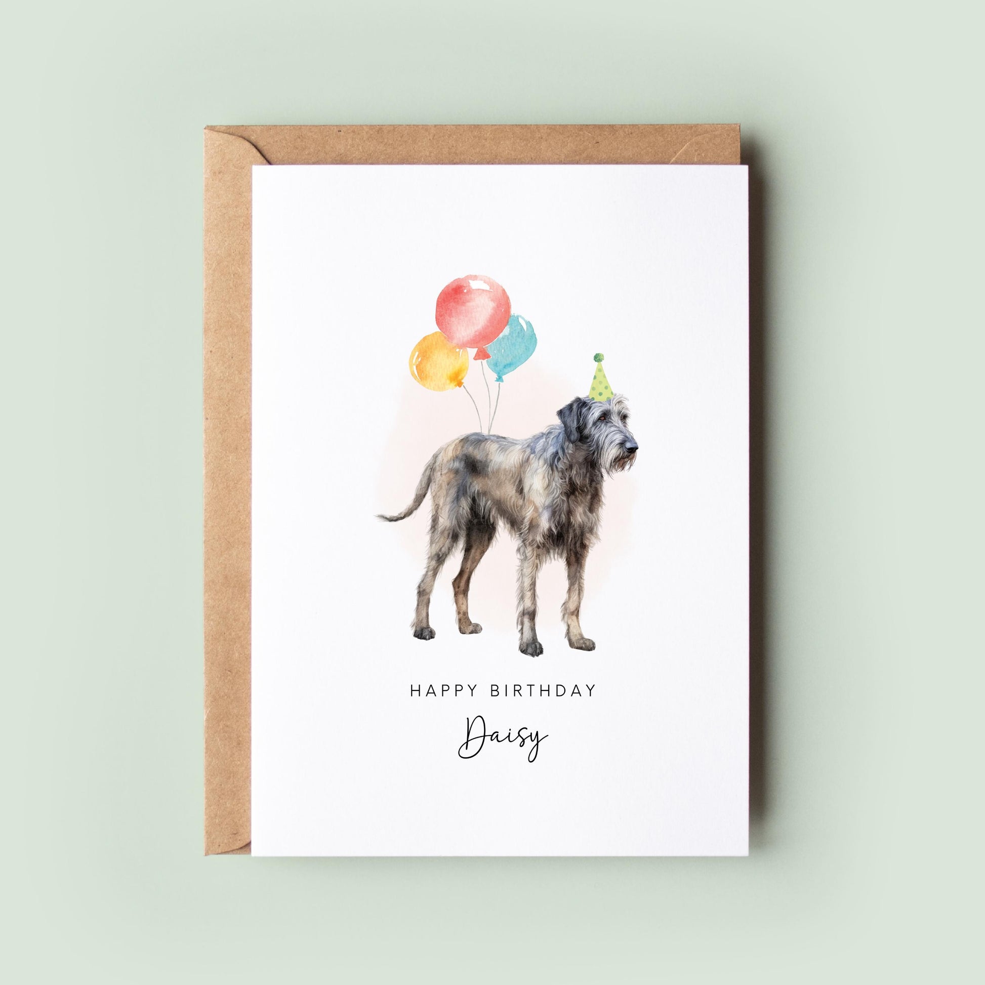 Irish Wolf Hound Dog Birthday Greeting Card for Dog Dad or Dog Mum