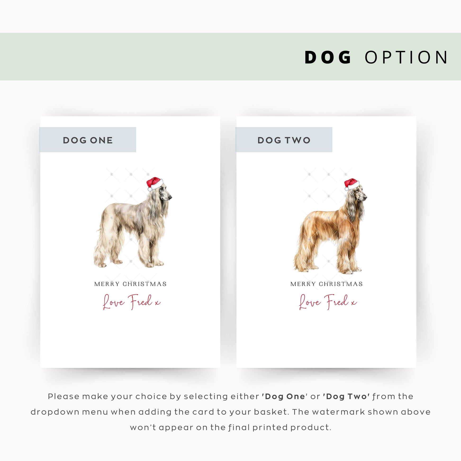 Afghan Hound Personalised Dog Christmas Card, For the Dog, From the Dog, Pet Christmas Card, Dog Card, Dog Dad, Dog Mum, Merry Woofmas