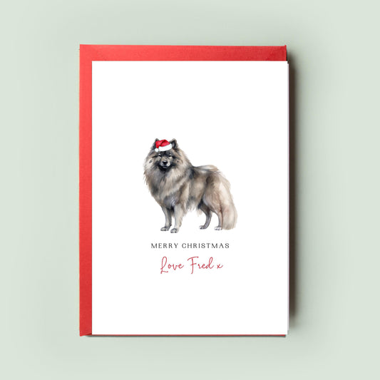 Keeshond Personalised Dog Christmas Card, For the Dog, From the Dog, Pet Christmas Card, Dog Card, Dog Dad, Dog Mum, Merry Woofmas Card