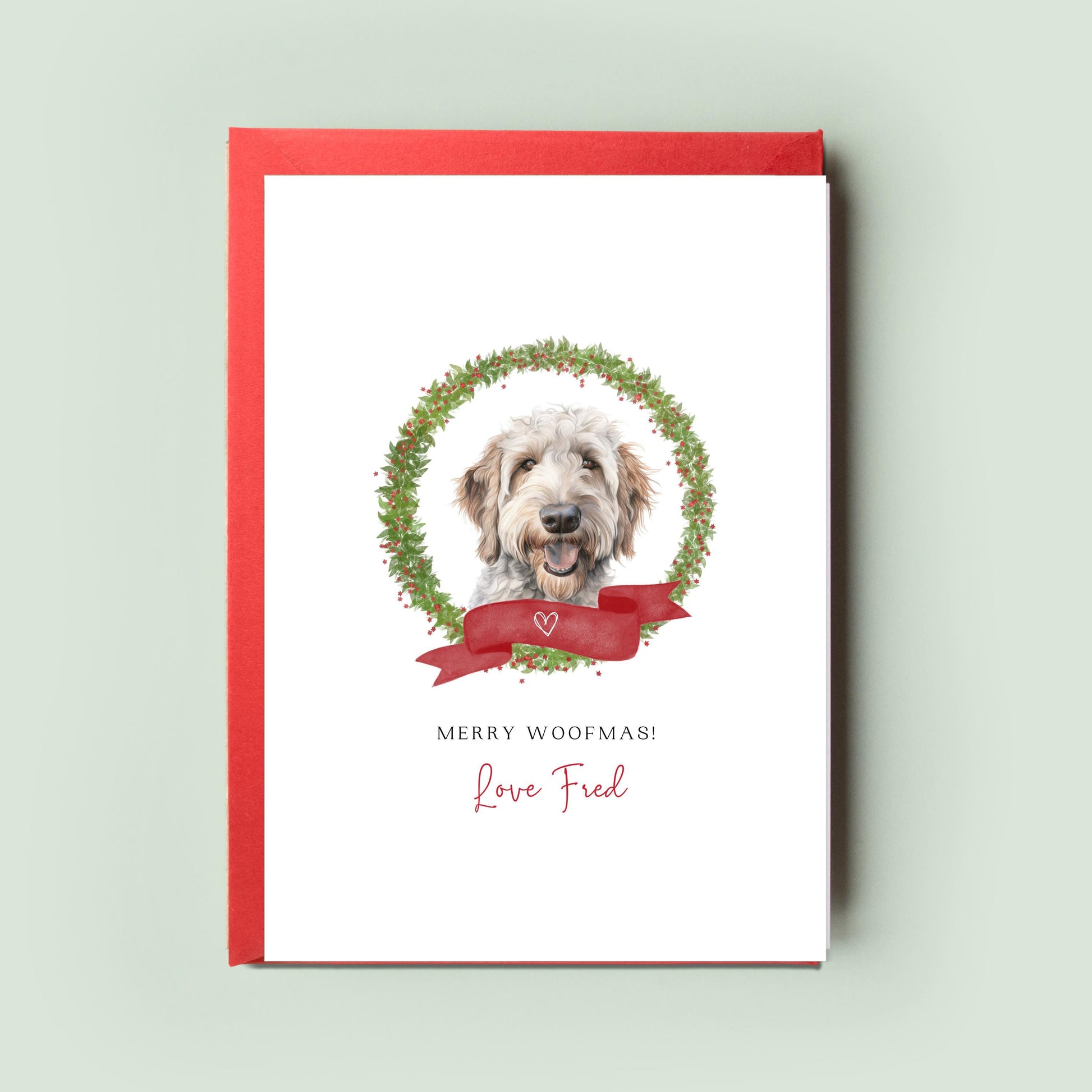 Labradoodle Personalised Dog Christmas Card