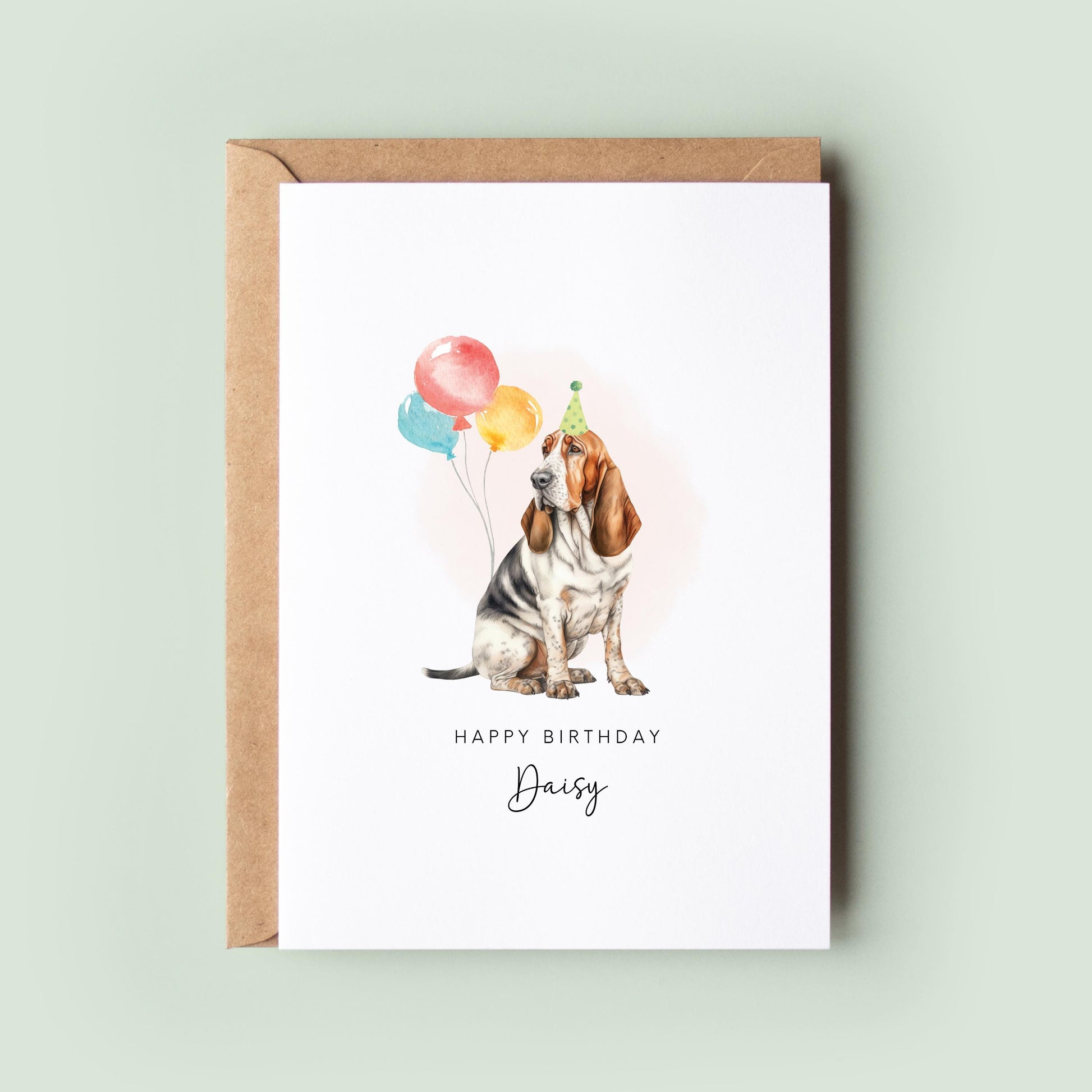 Basset Hound Pet Dog Birthday Card for Dog Dad, Dog Mum