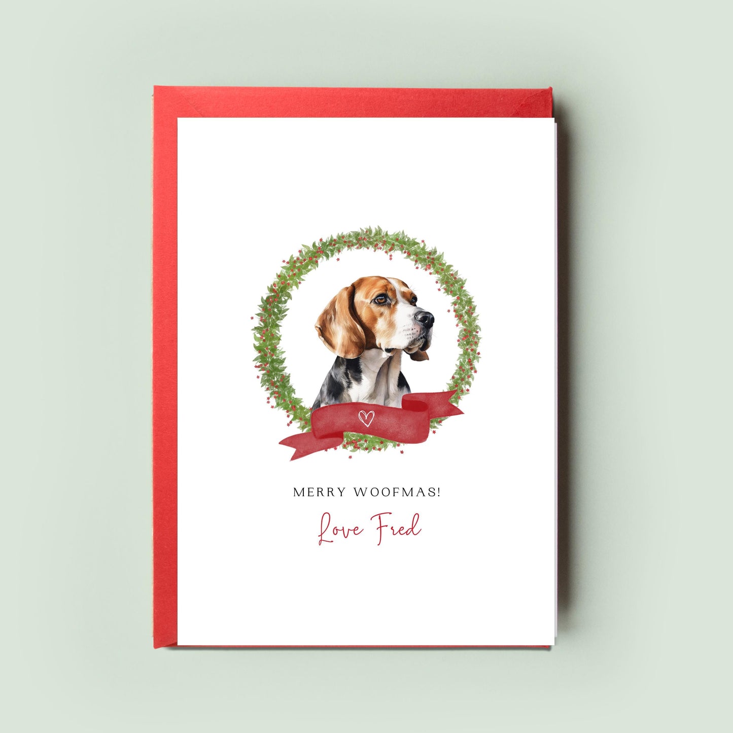 Beagle Personalised Dog Christmas Card, For the Dog, From the Dog, Pet Christmas Card, Dog Card, Dog Dad, Dog Mum, Merry Woofmas