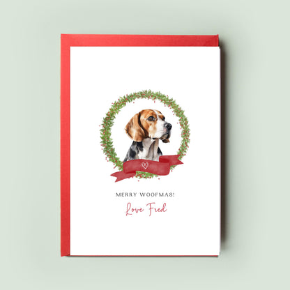 Beagle Personalised Dog Christmas Card, For the Dog, From the Dog, Pet Christmas Card, Dog Card, Dog Dad, Dog Mum, Merry Woofmas